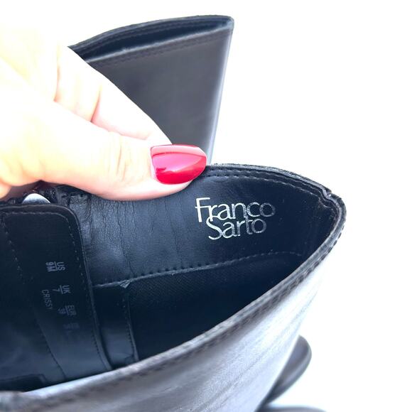 Franco Sarto Tall Leather Riding Boots Crissy Black Equestrian Structured 9 New - Picture 3 of 10